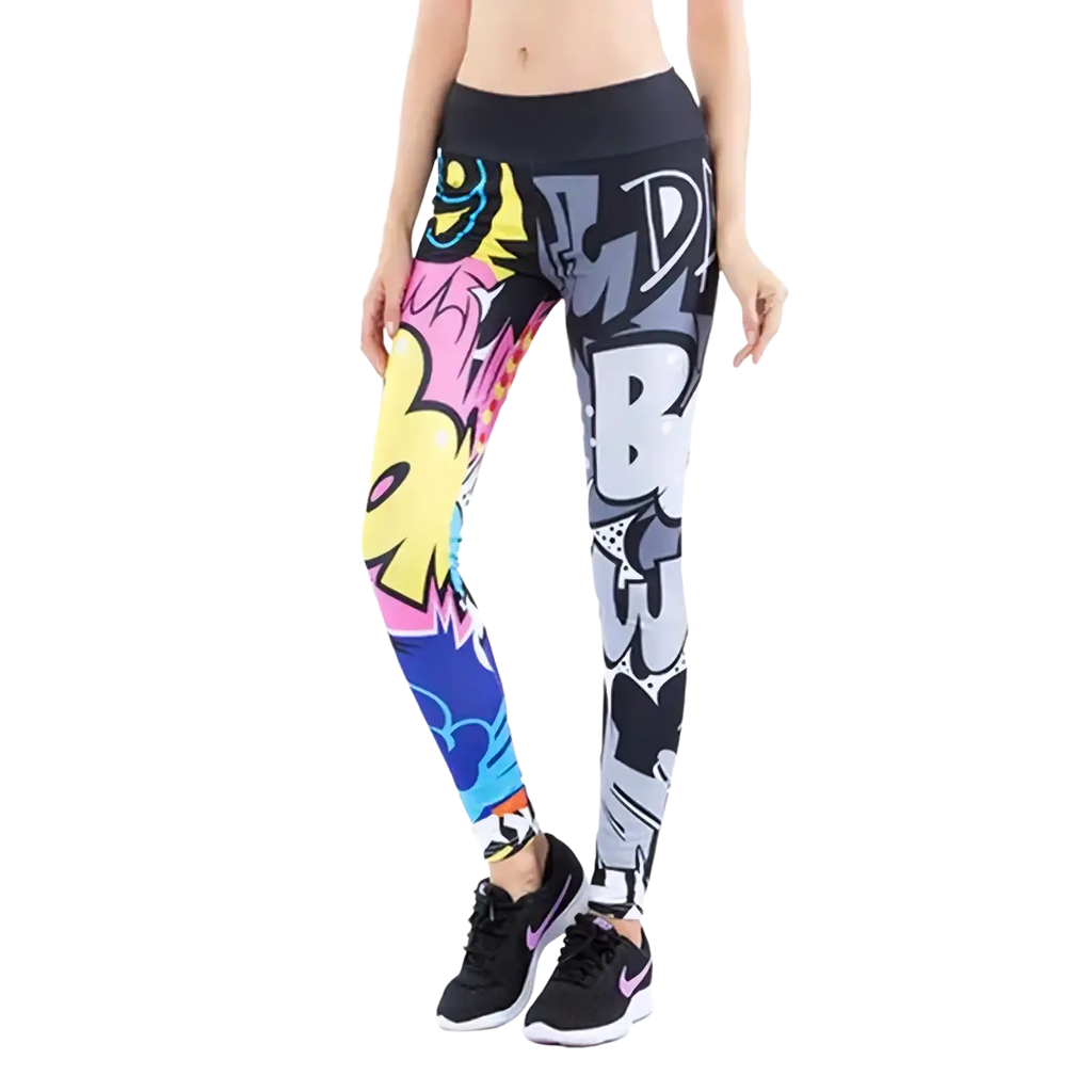 Graffiti Workout Leggings High Waist Pop Art Fitness Pants