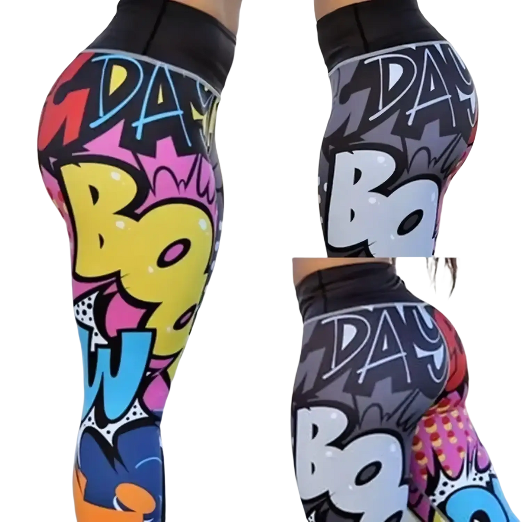 Graffiti Workout Leggings High Waist Pop Art Fitness Pants