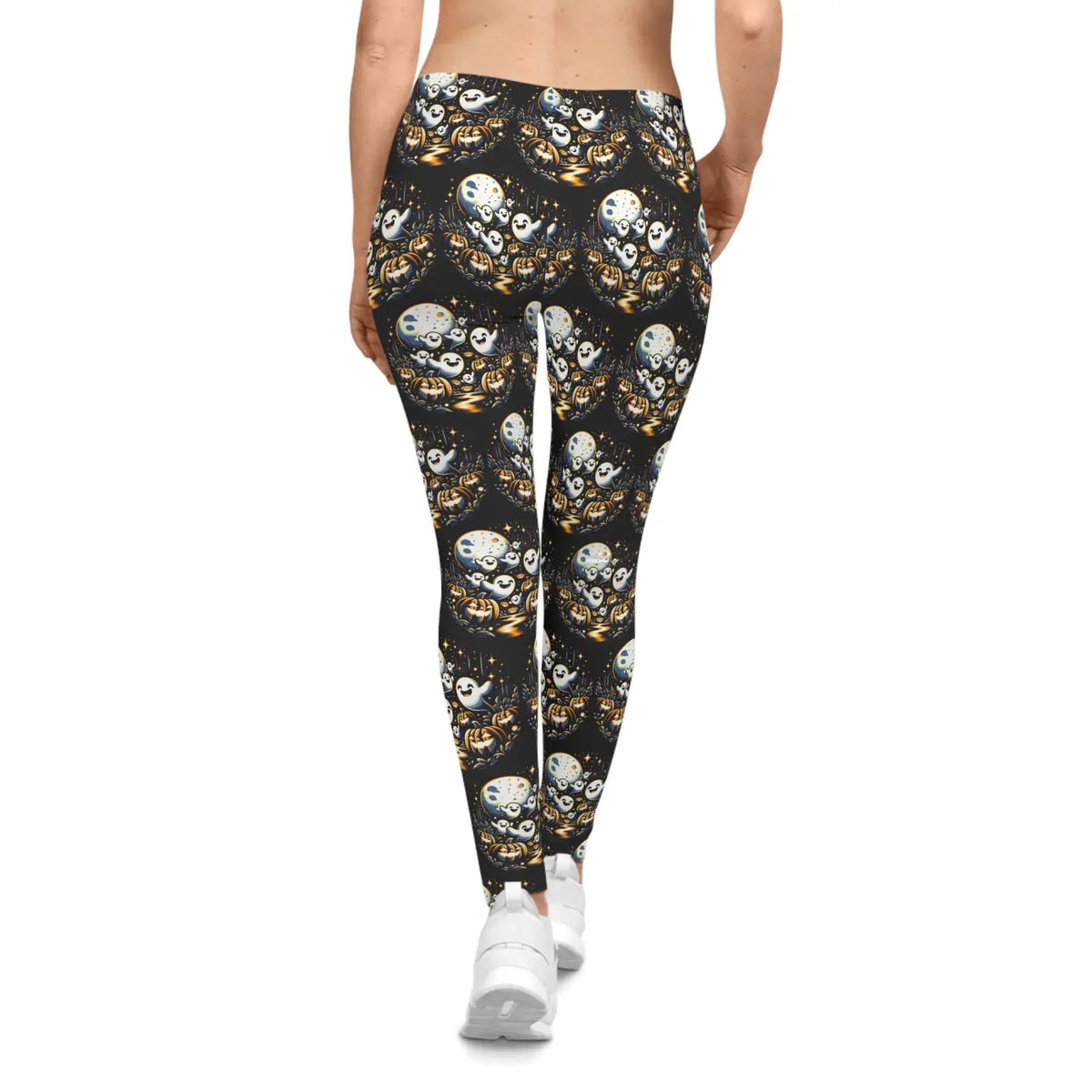 DipaliZ Leggings Halloween Ghosts Vibrant Pumpkins Yoga