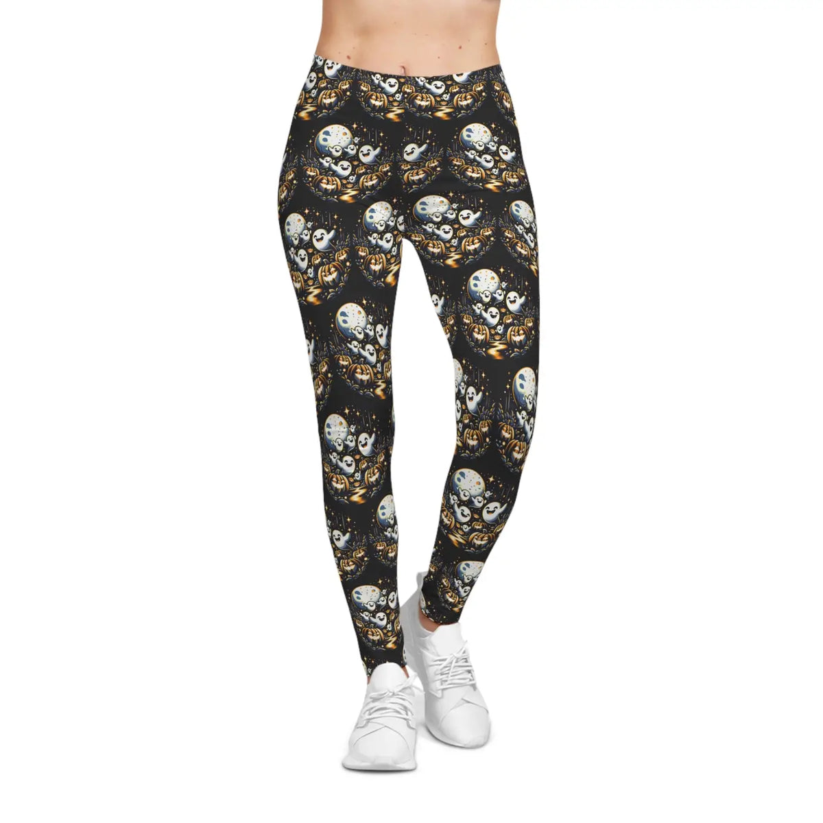 DipaliZ Leggings Halloween Ghosts Vibrant Pumpkins Yoga