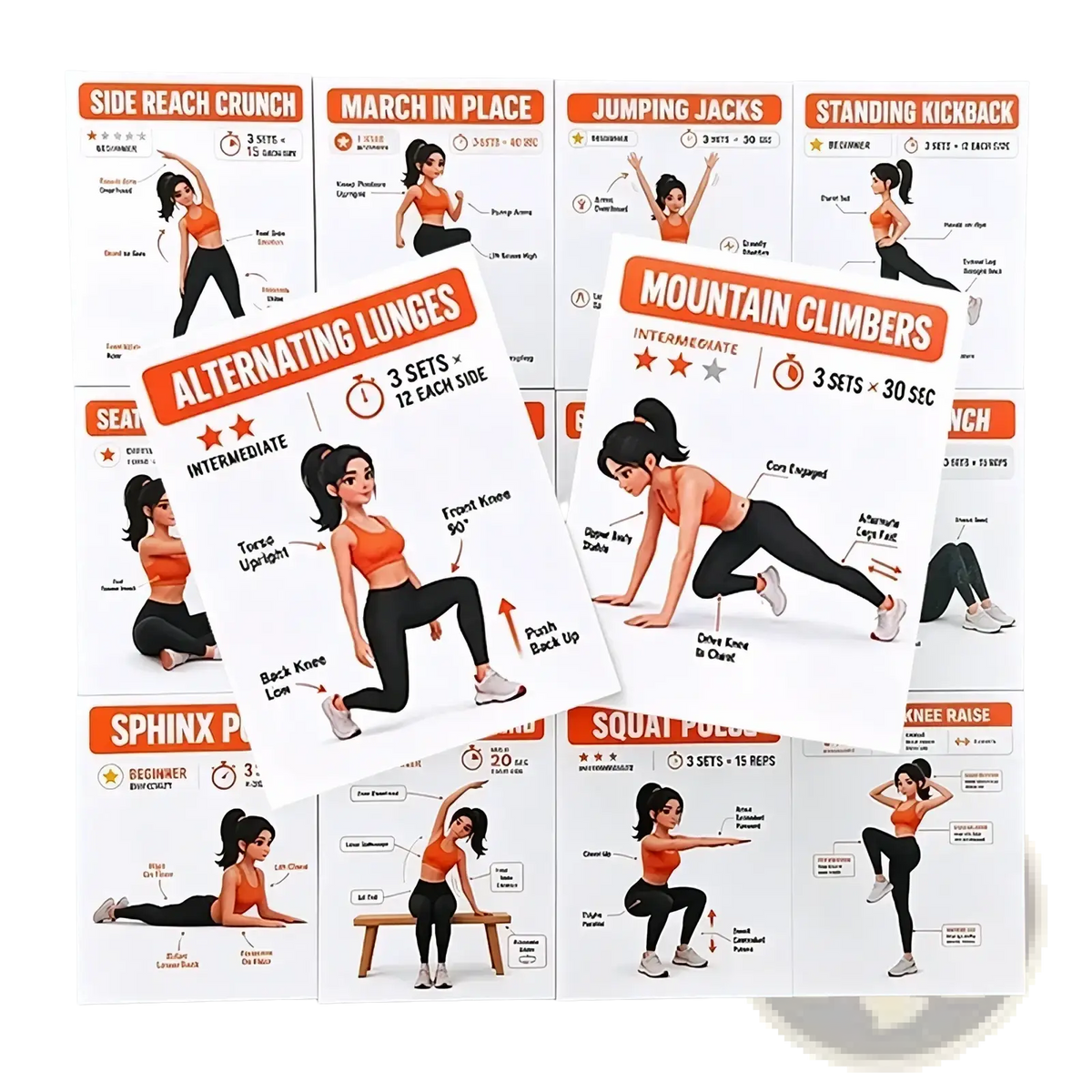 Home Workout Exercise Cards Fitness Guide Set