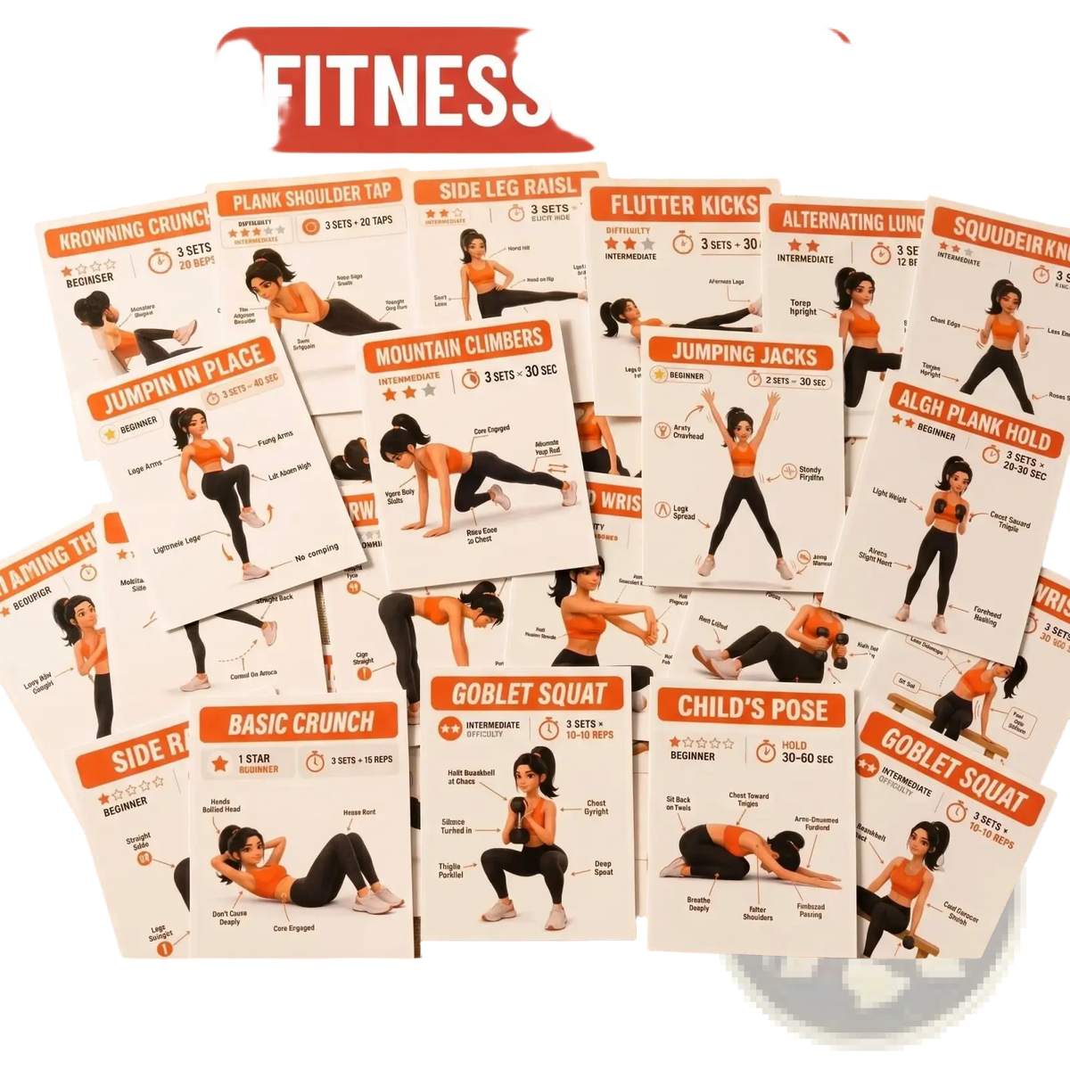 Home Workout Exercise Cards Fitness Guide Set