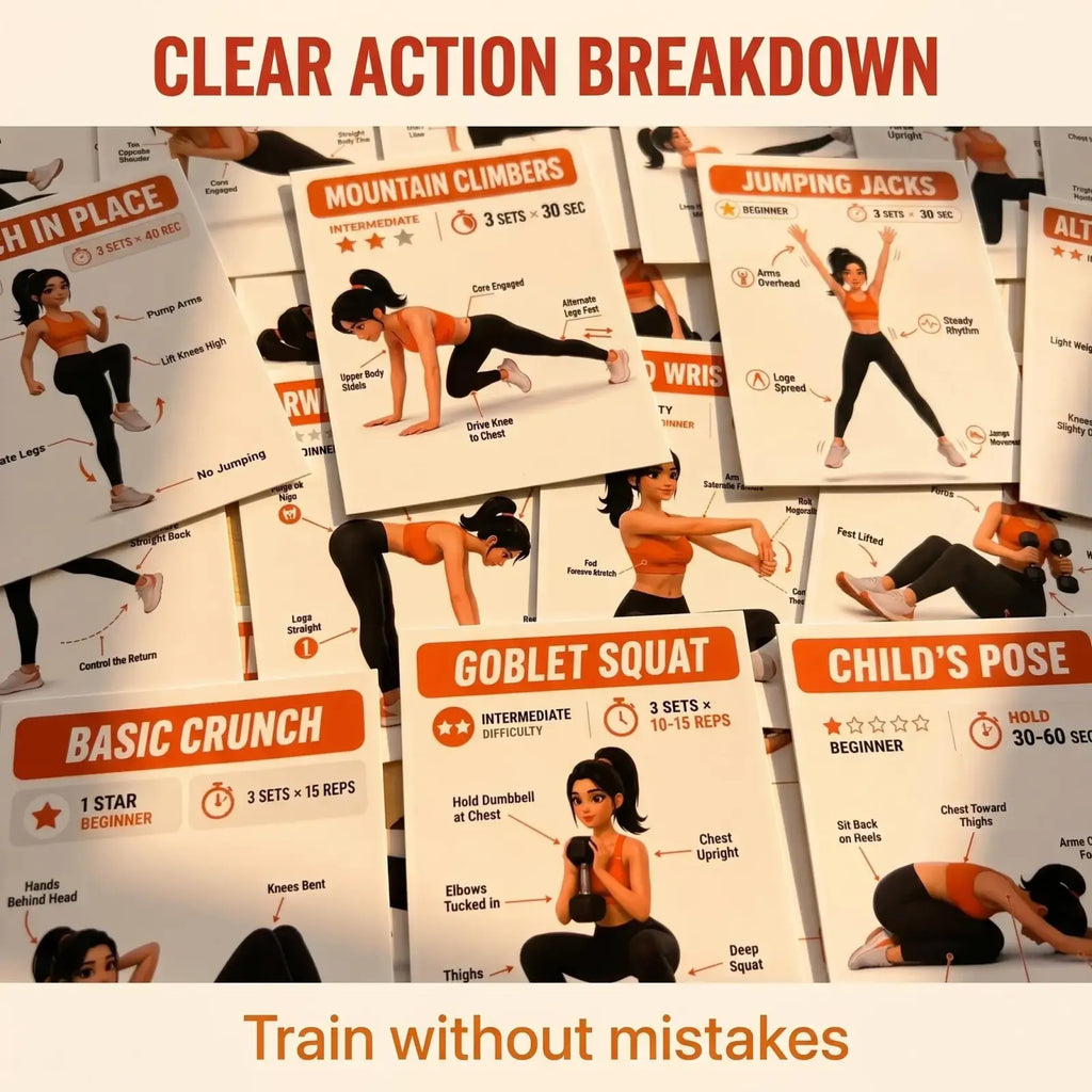Home Workout Exercise Cards Fitness Guide Set