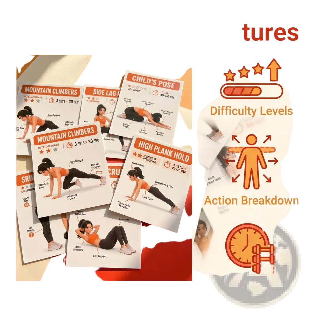Home Workout Exercise Cards Fitness Guide Set