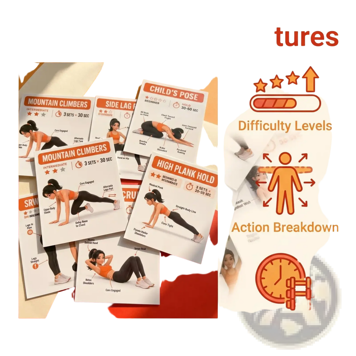 Home Workout Exercise Cards Fitness Guide Set