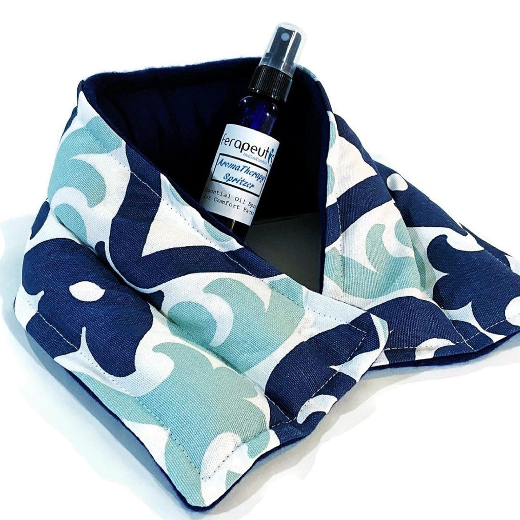 Neck Wrap with Eye Pillow, Microwavable Freezable Coordinating Kit for Soothing Therapy