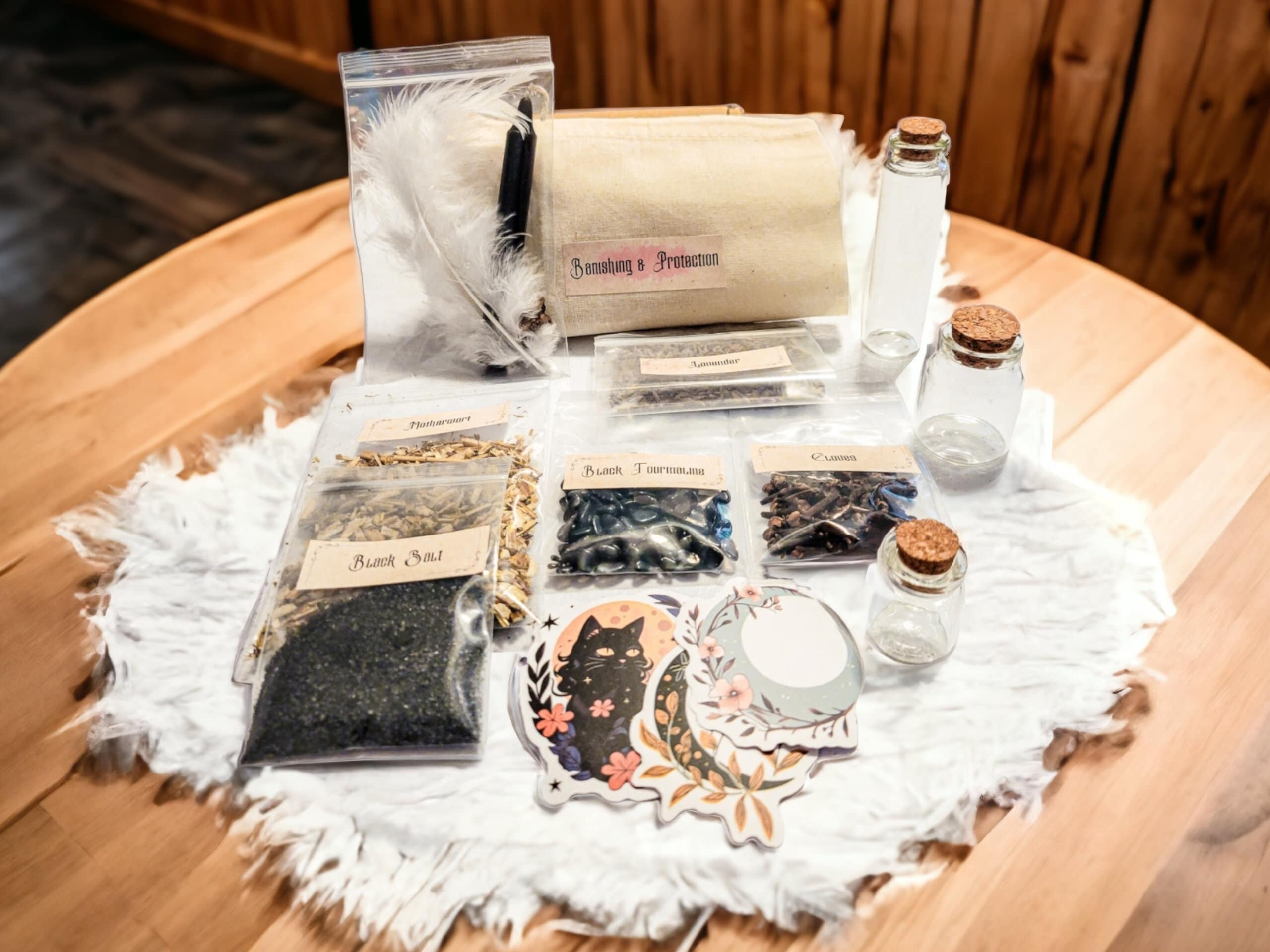 Protection Banishing Intention Bottle Kit - Deluxe or Gift Set - Herbs and Crystals