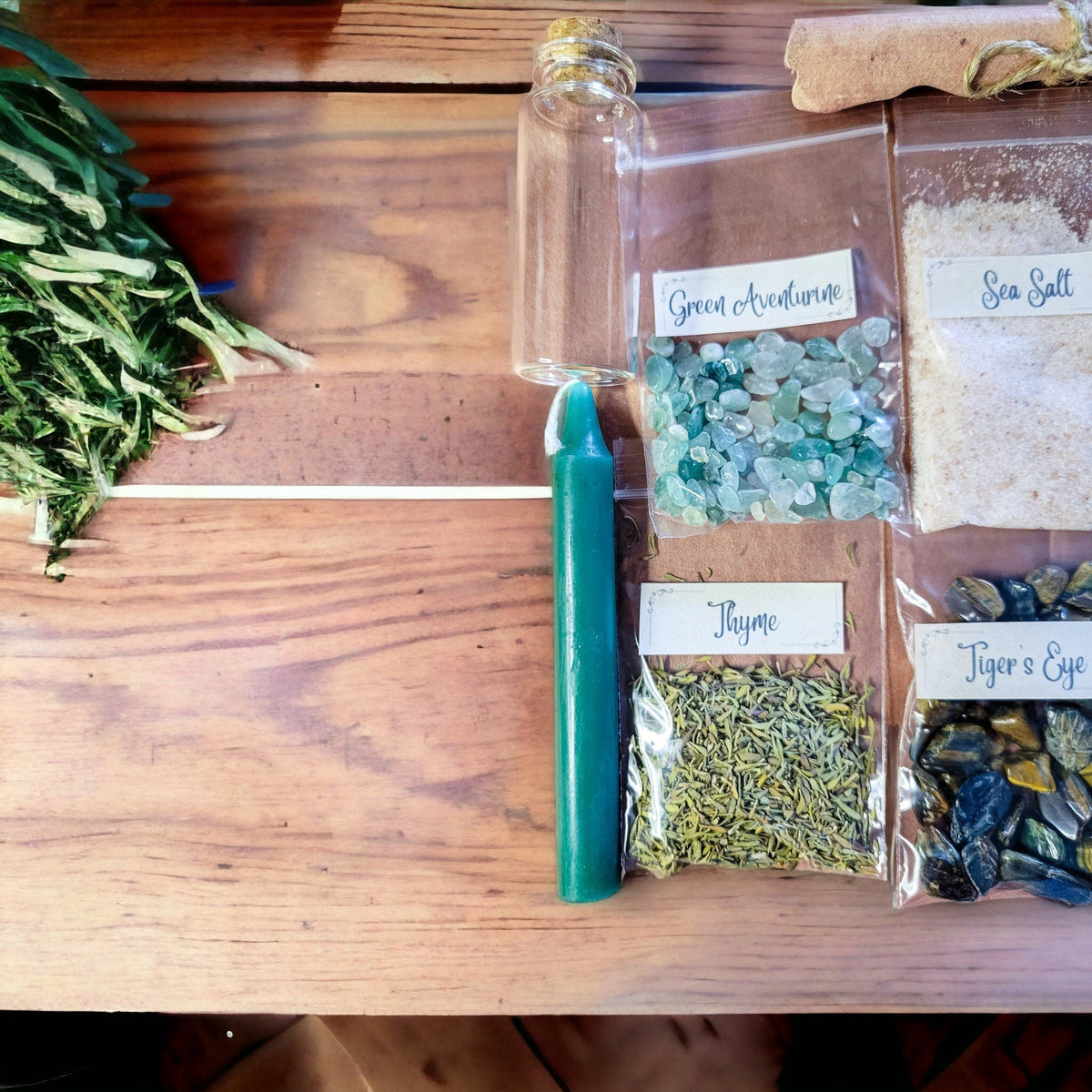 Prosperity Spell Bottle Kit: Crystals, Herbs, and Instructions