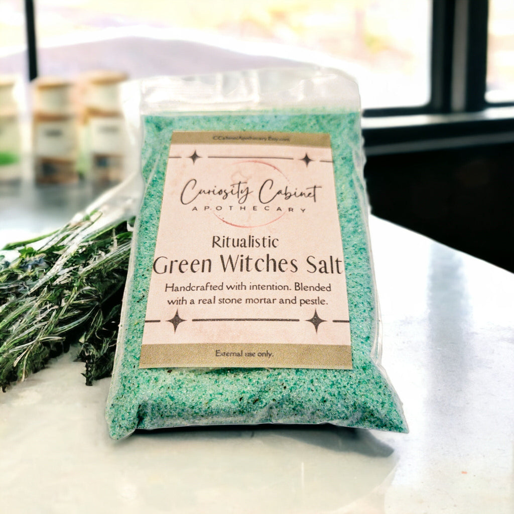 Green Witches Salt | Attract Wealth, Prosperity, and Abundance | Occult | 4 oz Bag | Witchcraft Supplies