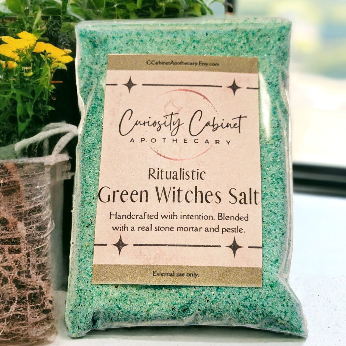 Green Witches Salt | Attract Wealth, Prosperity, and Abundance | Occult | 4 oz Bag | Witchcraft Supplies