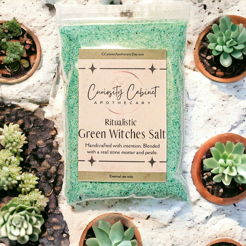 Green Witches Salt | Attract Wealth, Prosperity, and Abundance | Occult | 4 oz Bag | Witchcraft Supplies