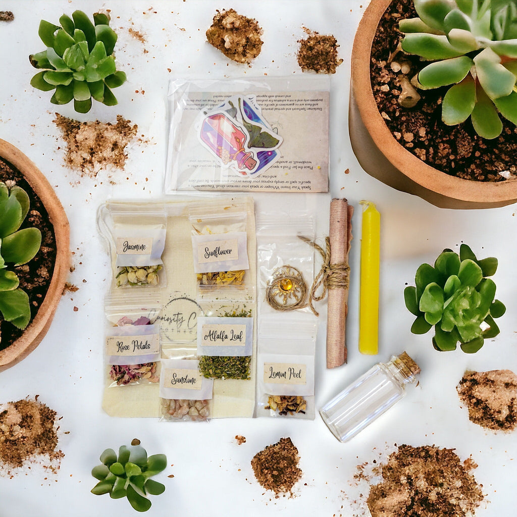 Happiness Spell Jar Kit: Herbs, Crystals & Charms