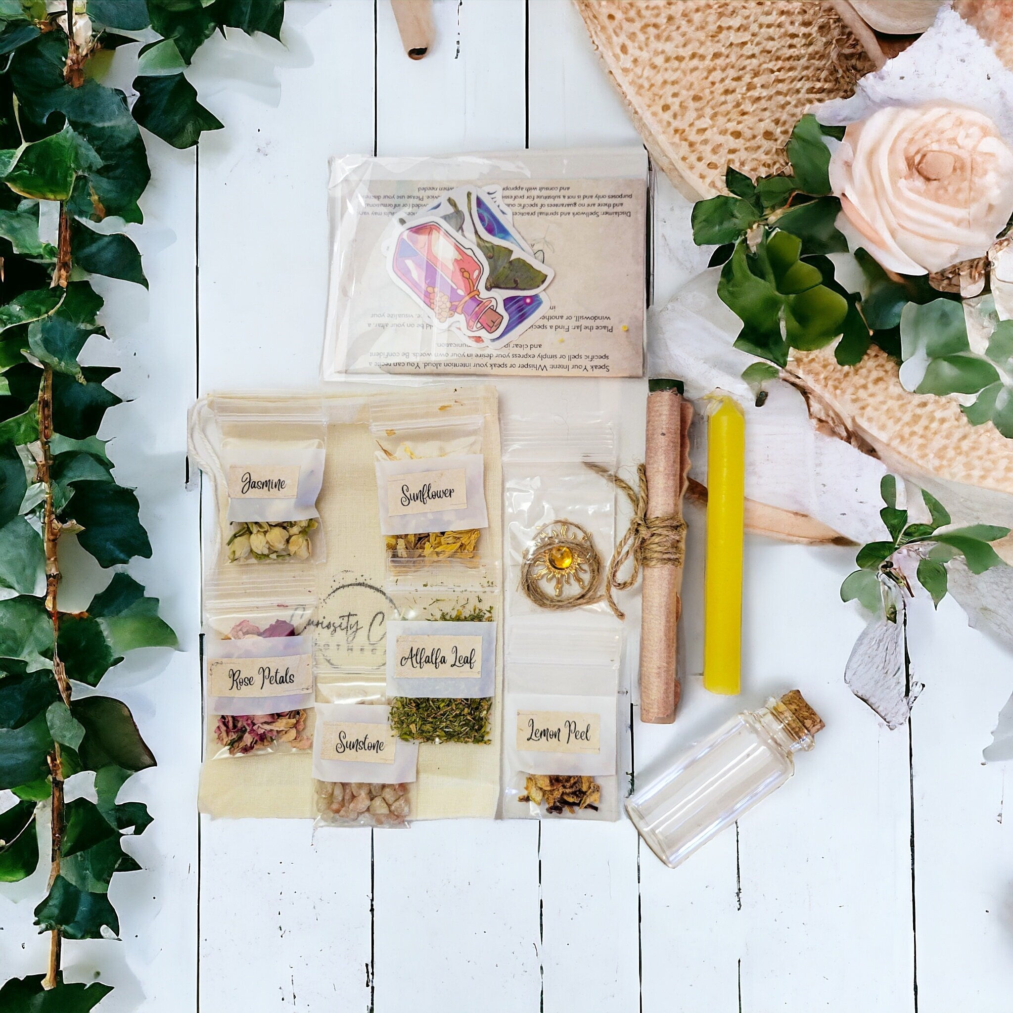 Happiness Spell Jar Kit: Herbs, Crystals & Charms