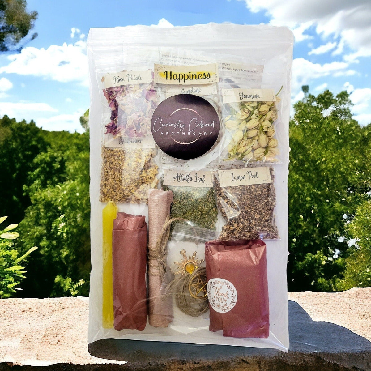 Happiness Spell Jar Kit: Herbs, Crystals & Charms