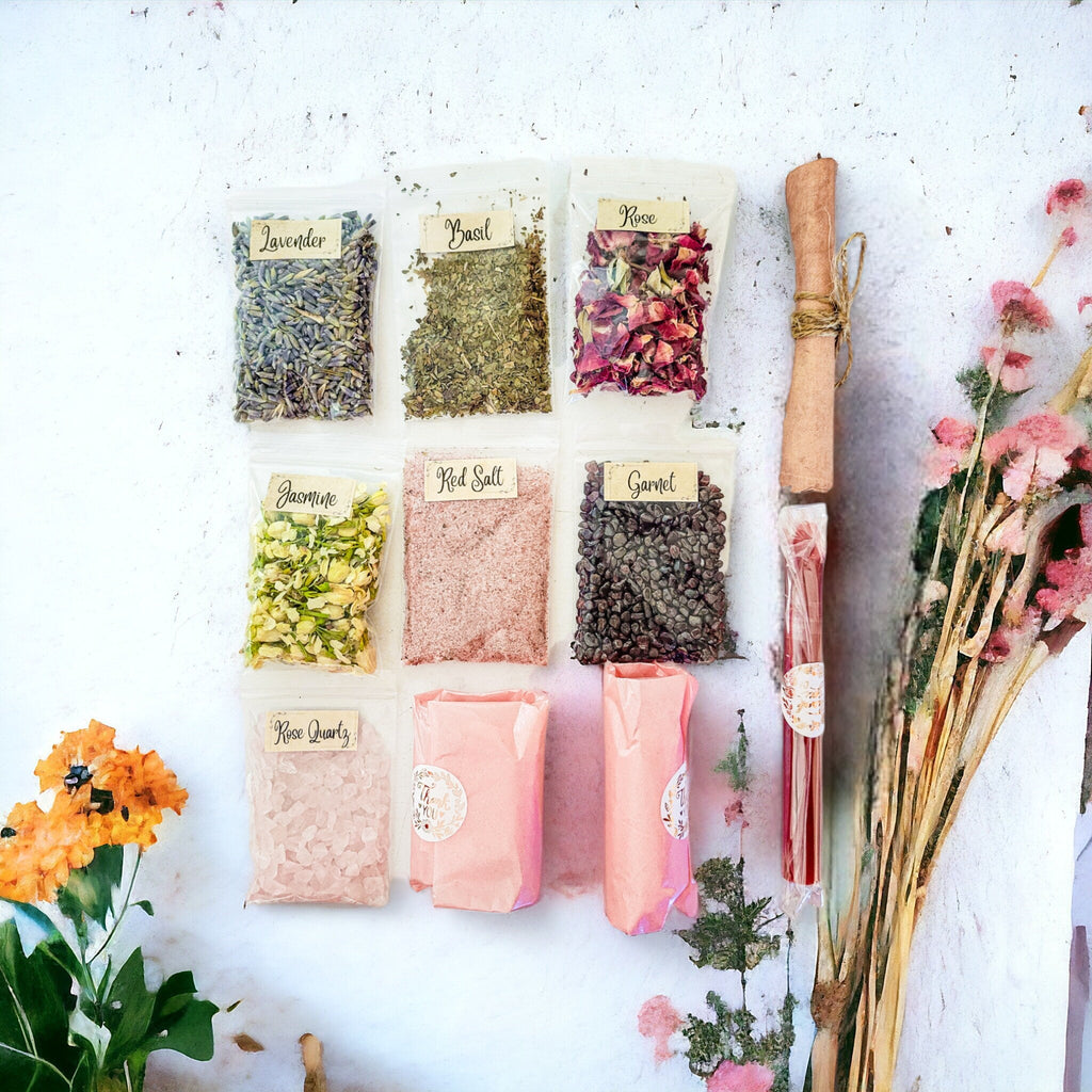 Love Spell Jar Kit: Crystals, Herbs, and Candle - Valentine Gift
