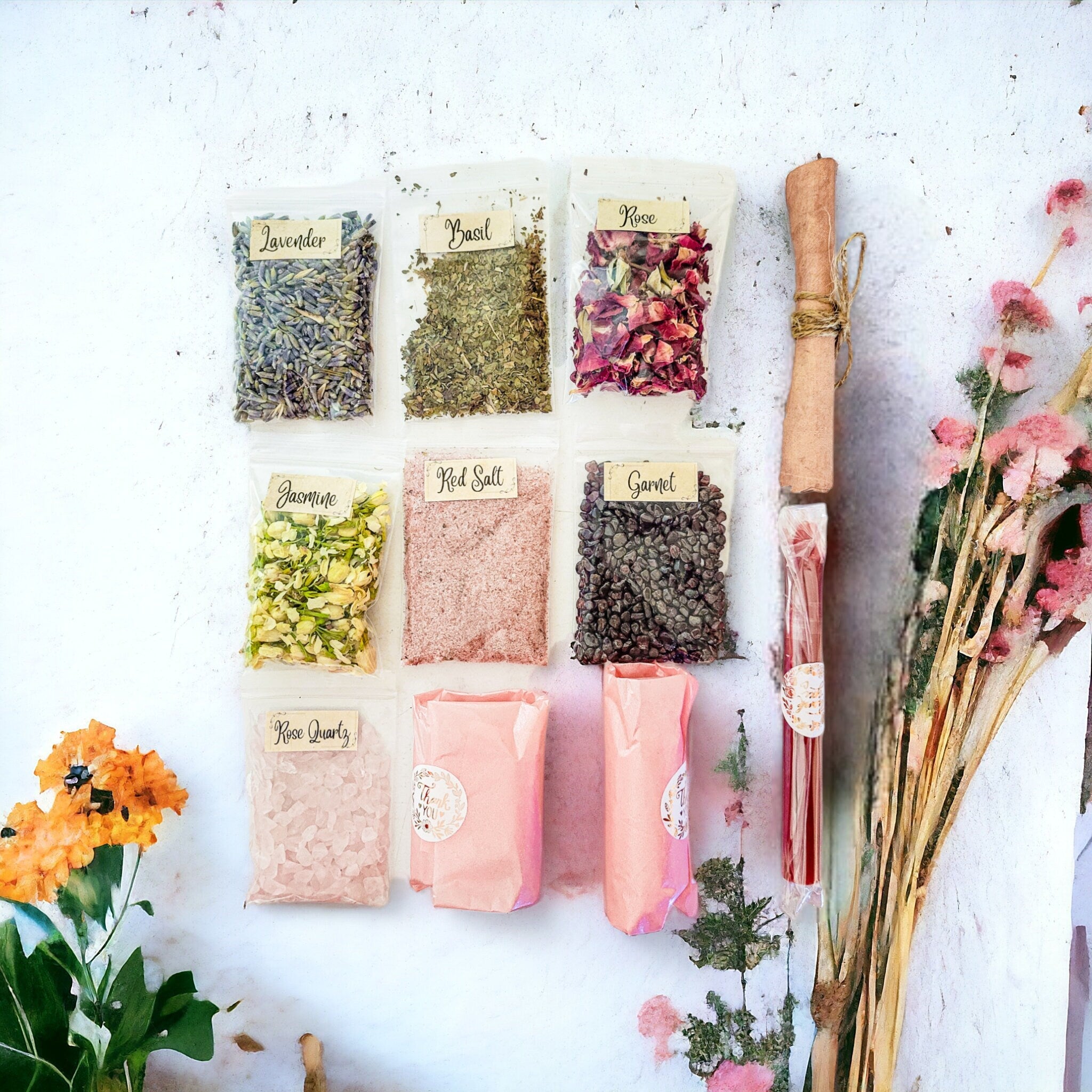 Love Spell Jar Kit: Crystals, Herbs, and Candle - Valentine Gift