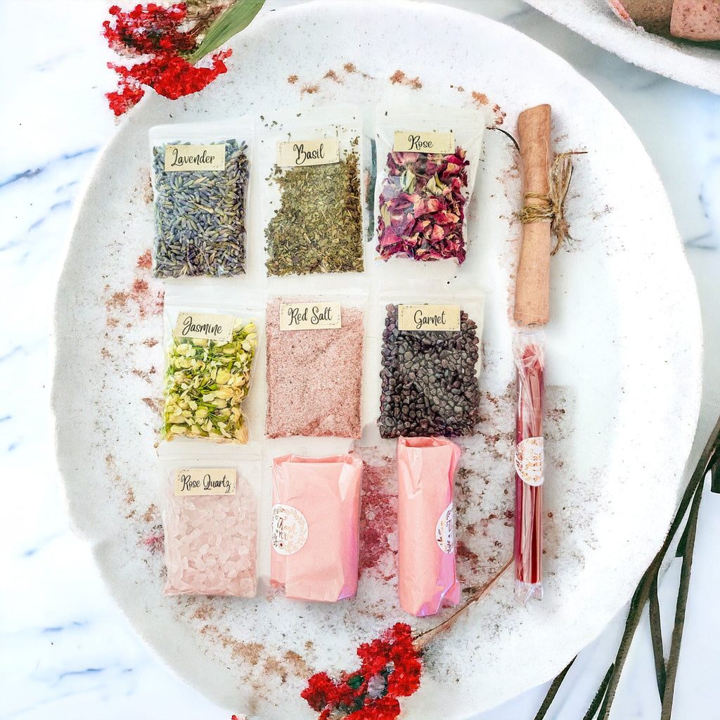 Love Spell Jar Kit: Crystals, Herbs, and Candle - Valentine Gift