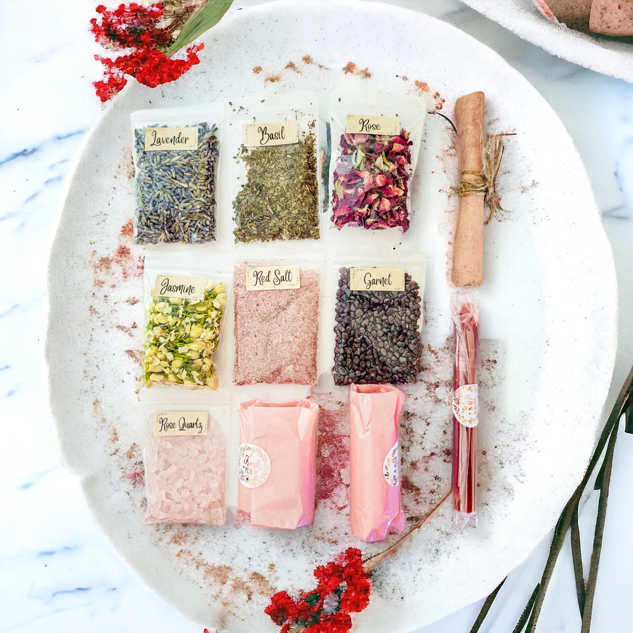 Love Spell Jar Kit: Crystals, Herbs, and Candle - Valentine Gift