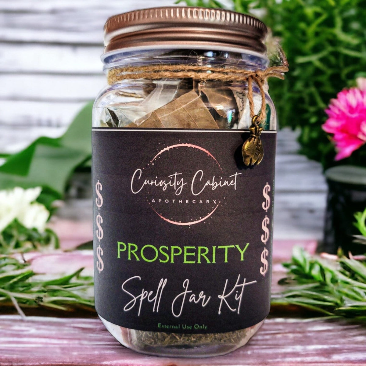 Prosperity Spell Bottle Kit: Crystals, Herbs, and Instructions