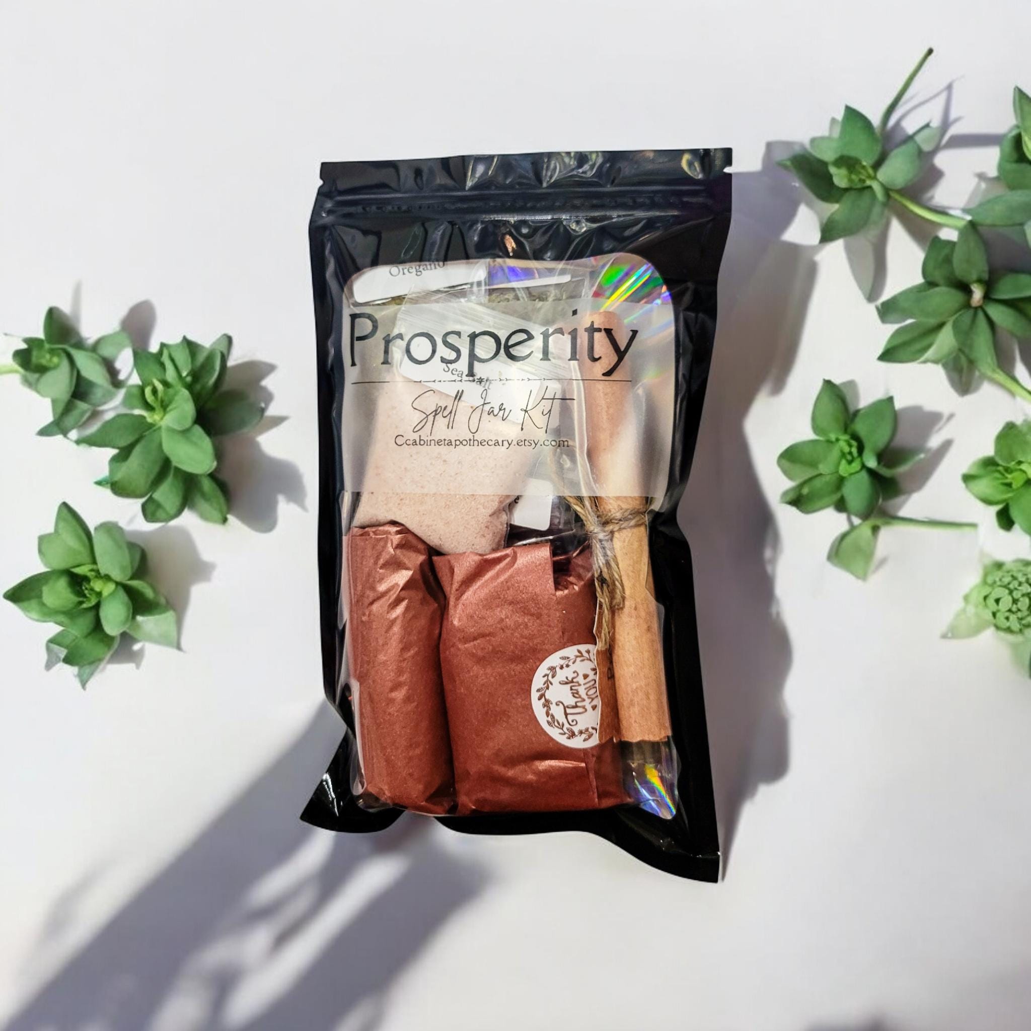Prosperity Spell Bottle Kit: Crystals, Herbs, and Instructions
