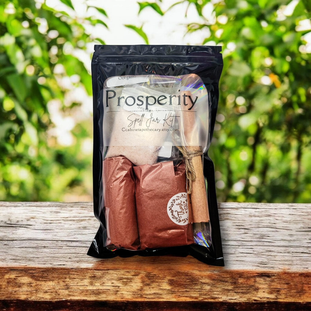 Prosperity Spell Bottle Kit: Crystals, Herbs, and Instructions