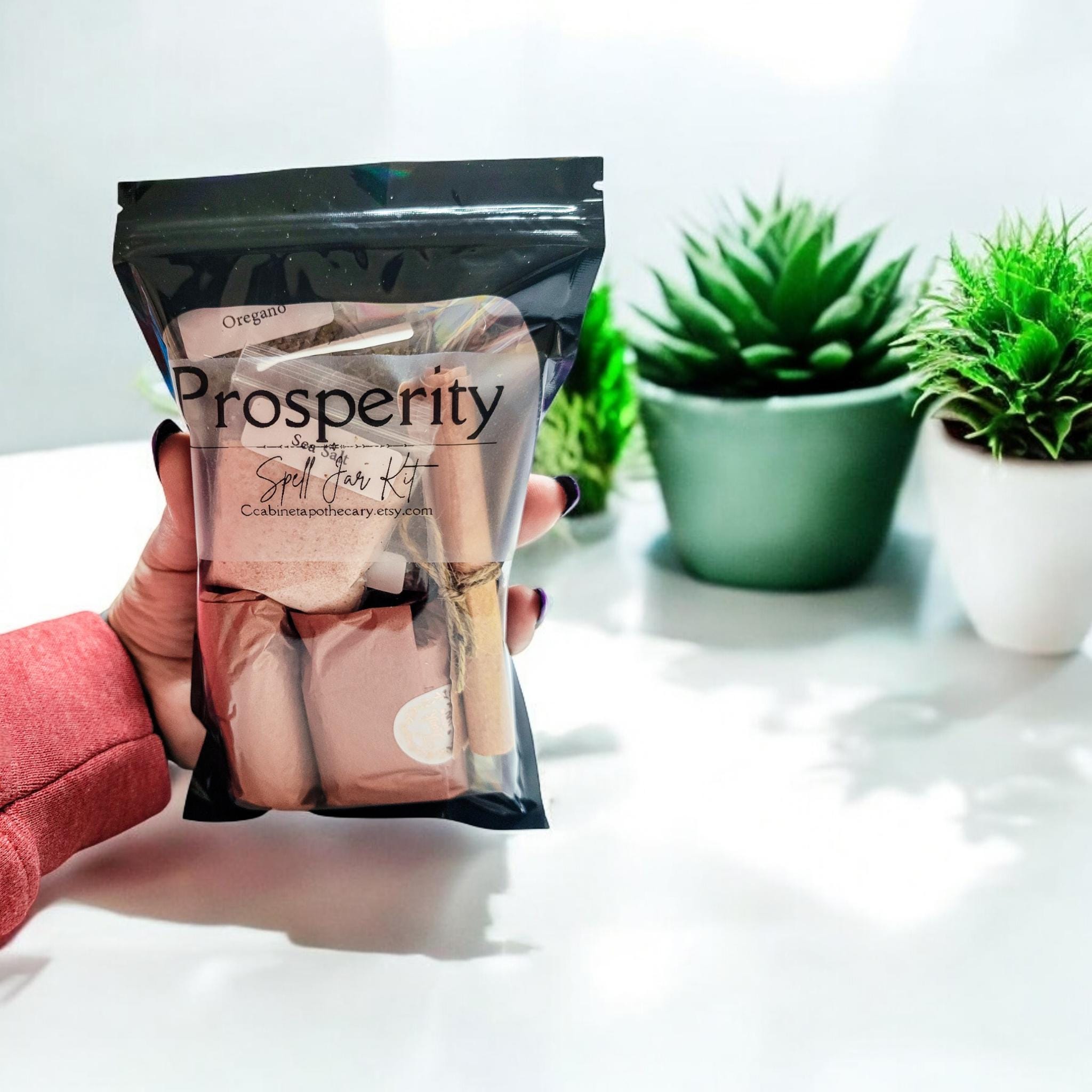 Prosperity Spell Bottle Kit: Crystals, Herbs, and Instructions