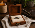 Gray Dyed Lacewood Ring | Stainless Steel Men's Wedding Band, Cherry Wood Box