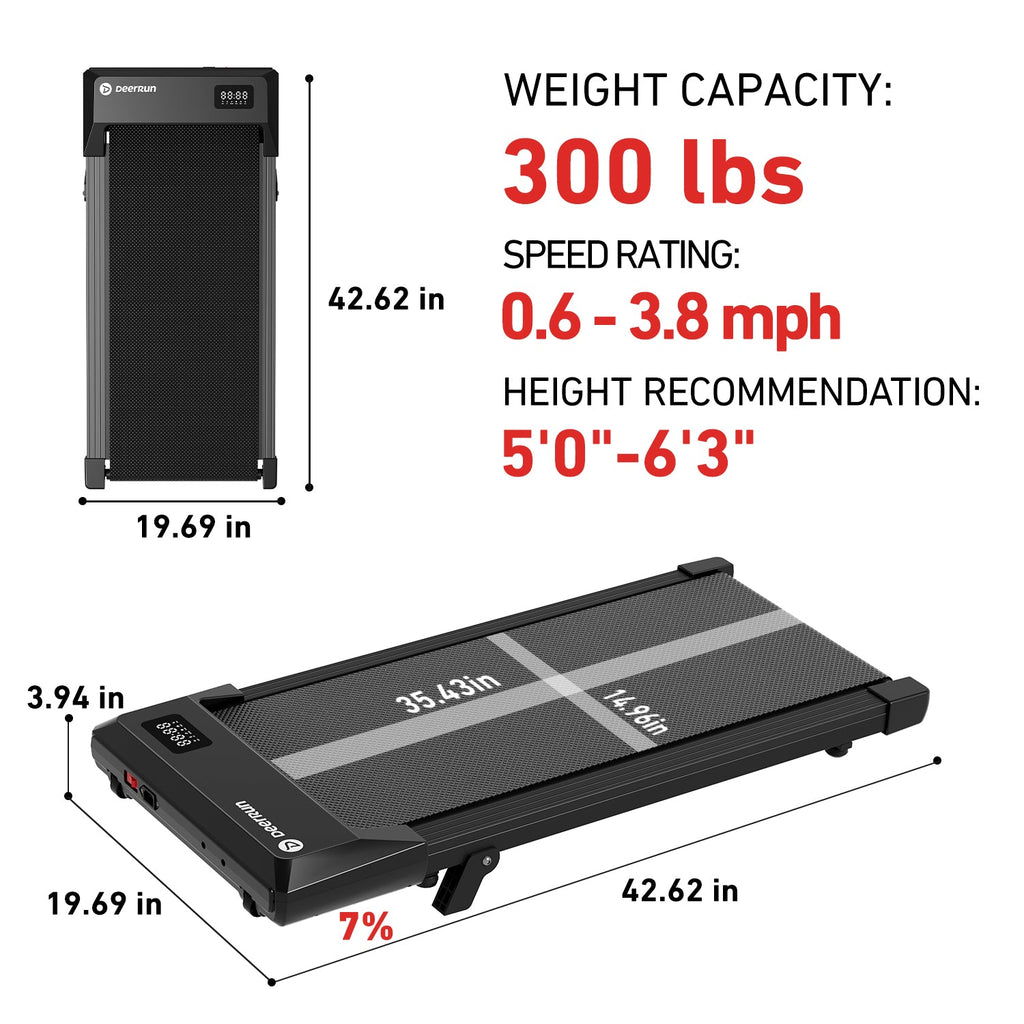 Smart Walking Pad with Incline Treadmill Remote Control; DeerRun Q2 Urban