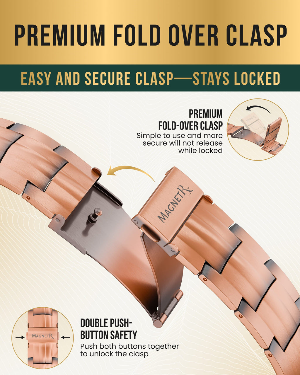 3x Strength Copper Magnetic Bracelet for Men (Legacy)