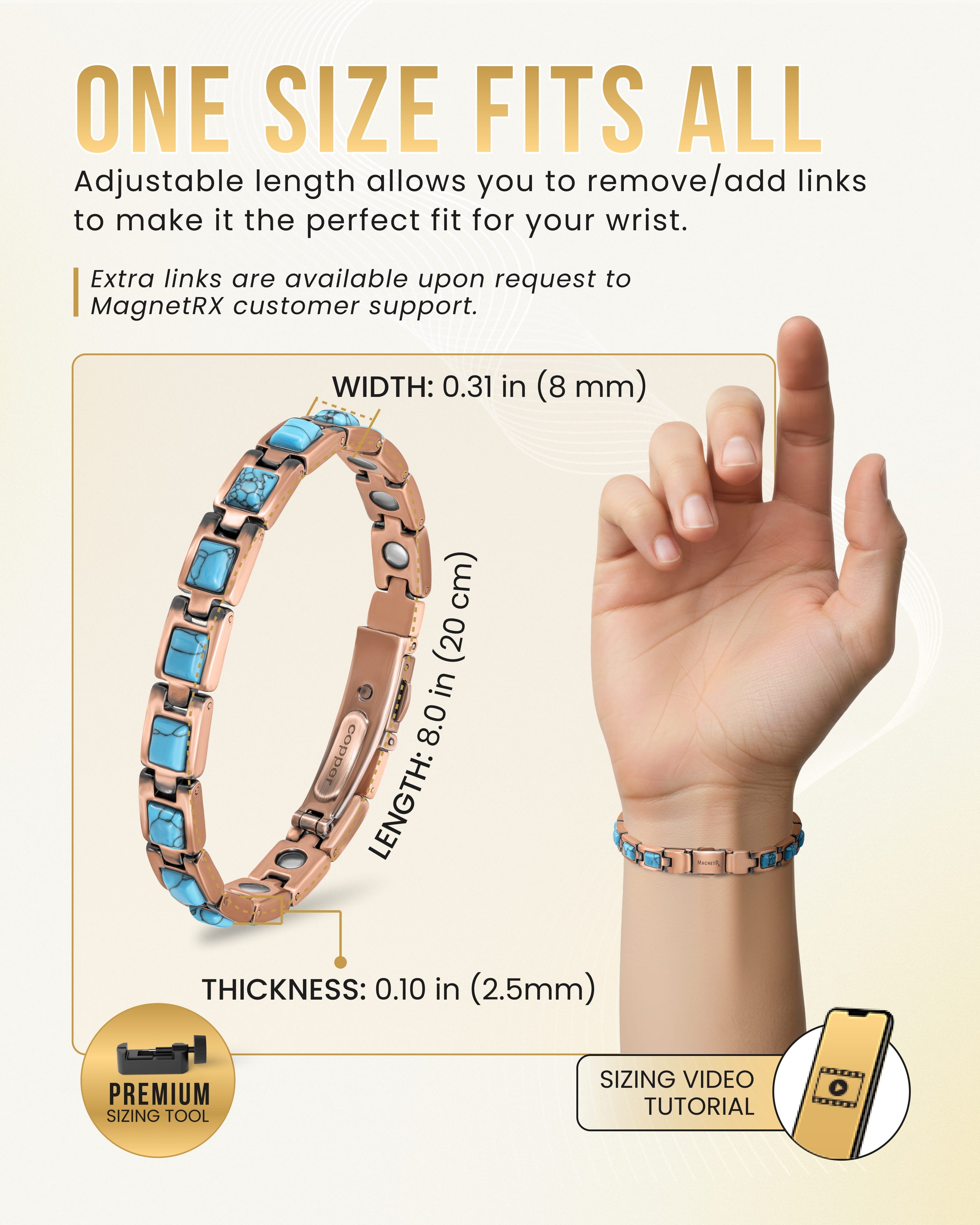 Women's Ultra Strength Pure Copper Magnetic Bracelet (Classic Turquoise)