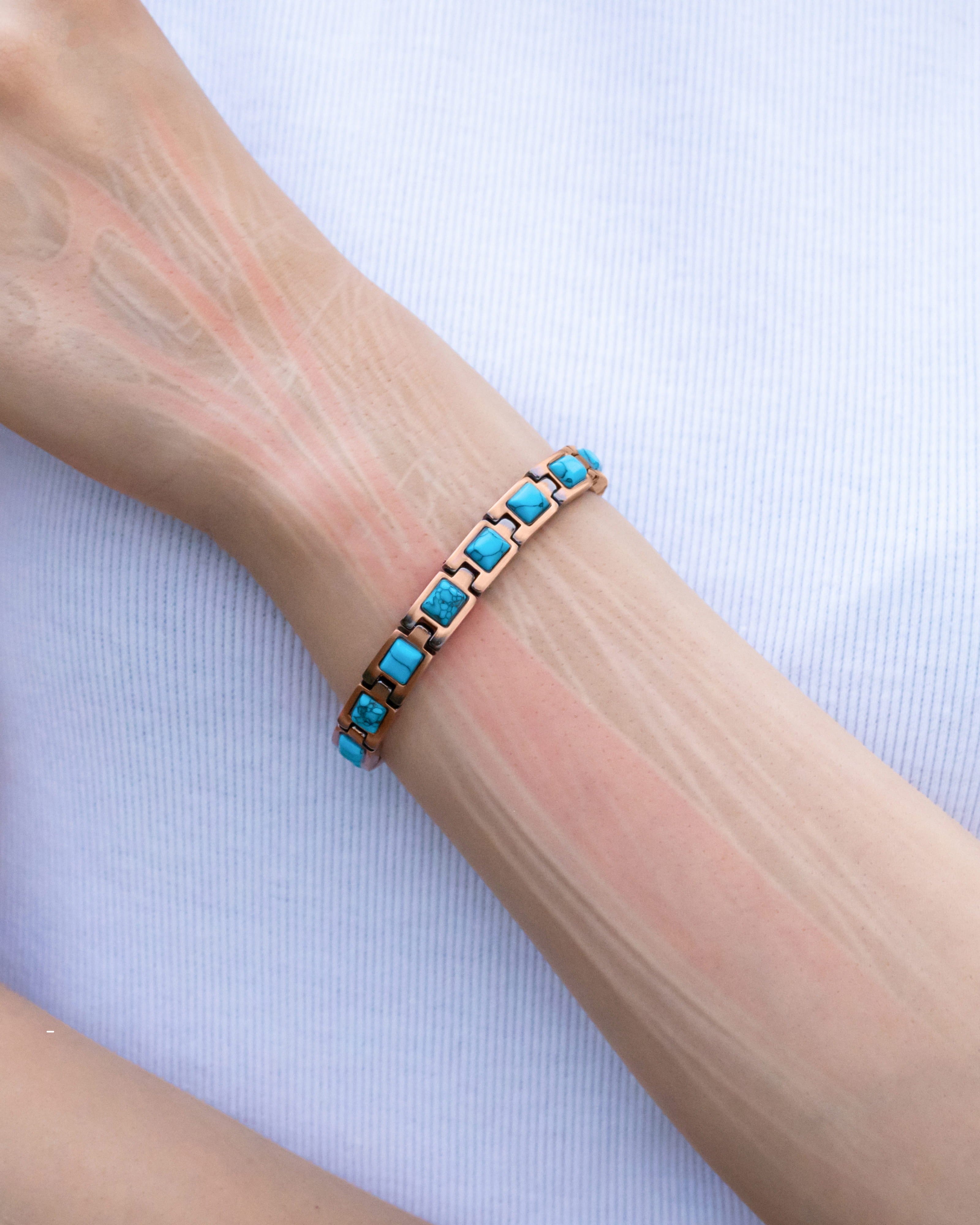 Women's Ultra Strength Pure Copper Magnetic Bracelet (Classic Turquoise)
