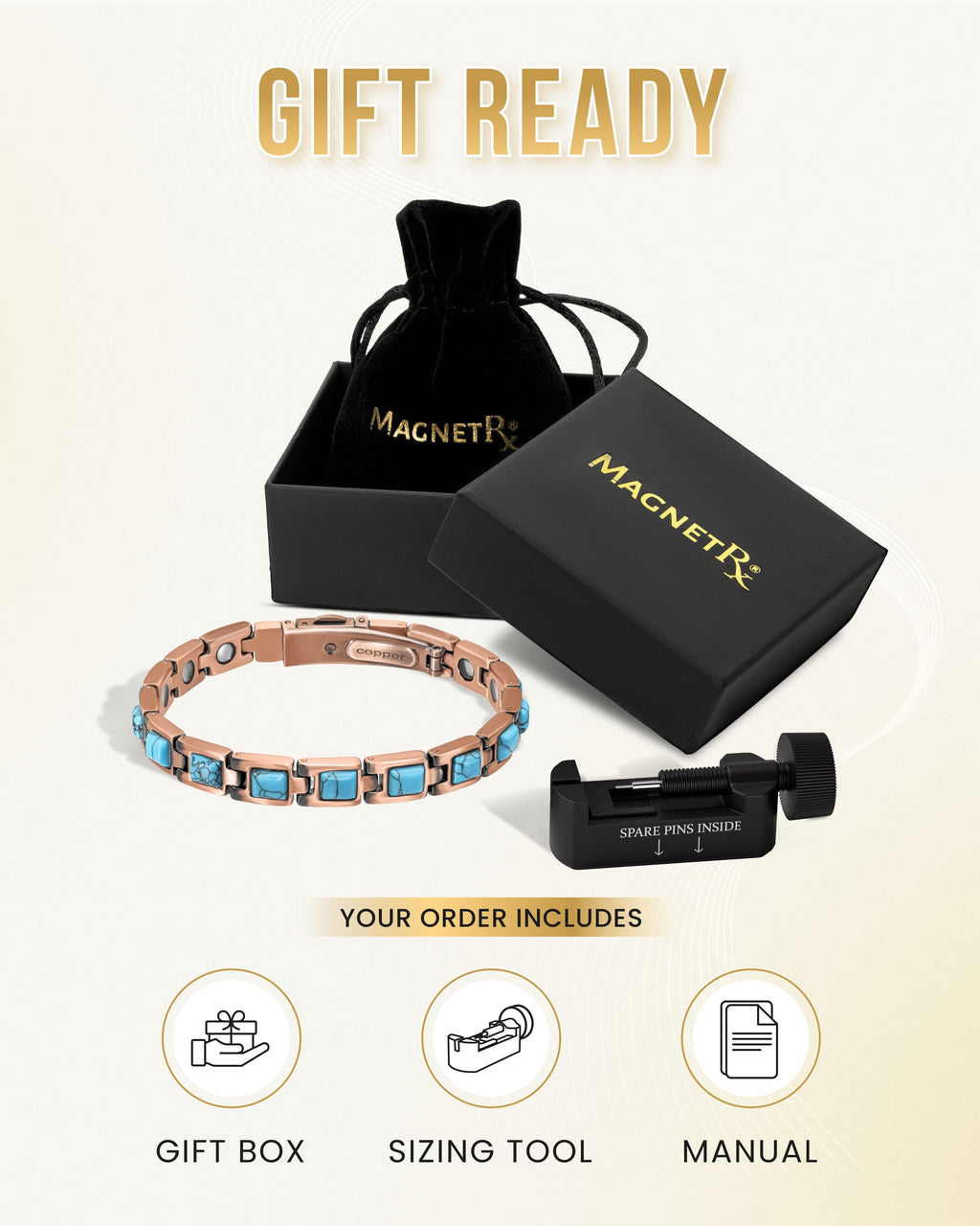 Women's Ultra Strength Pure Copper Magnetic Bracelet (Classic Turquoise)