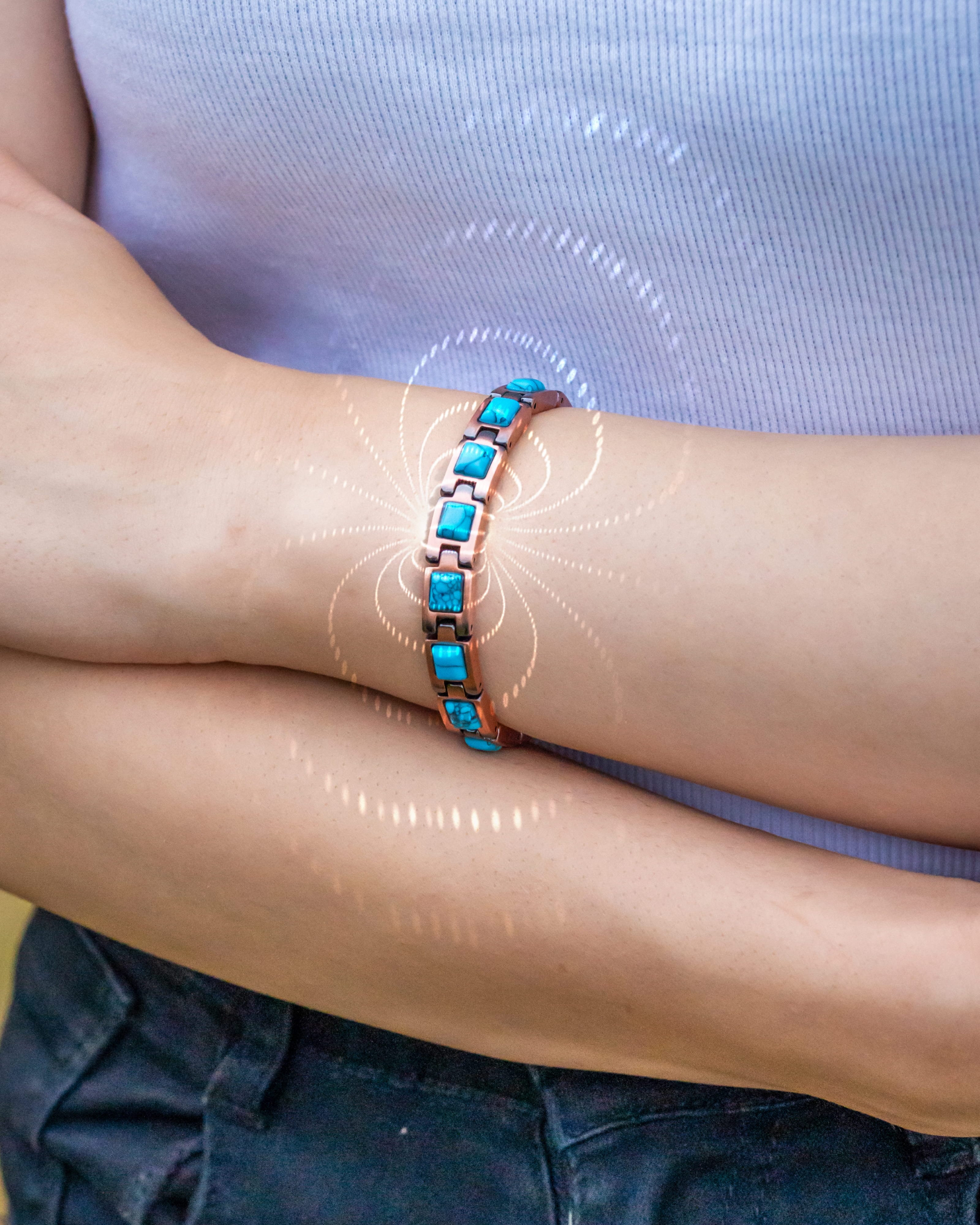 Women's Ultra Strength Pure Copper Magnetic Bracelet (Classic Turquoise)