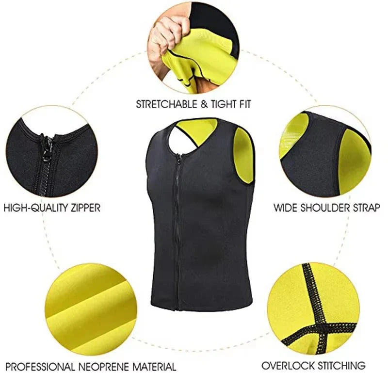 Men Compression Vest Sports Exercise T-shirts Workout Fitness Tank Tops Sauna Effect Tracksuit Training Clothing Athletic Shirts