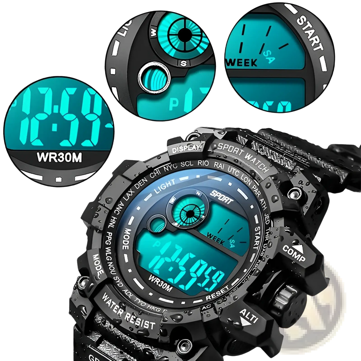 Men Digital Sport Watch Luminous Waterproof Army Military Clock