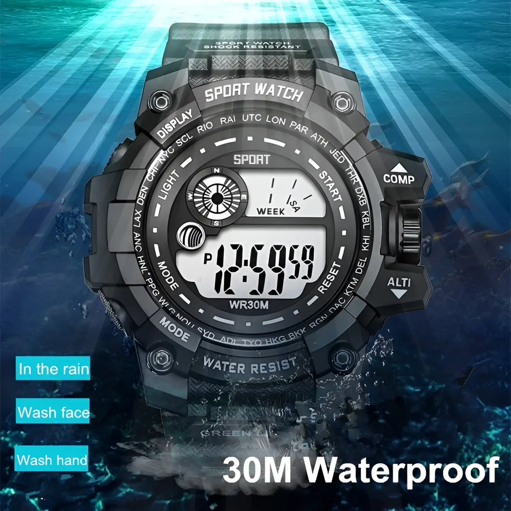 Men Digital Sport Watch Luminous Waterproof Army Military Clock