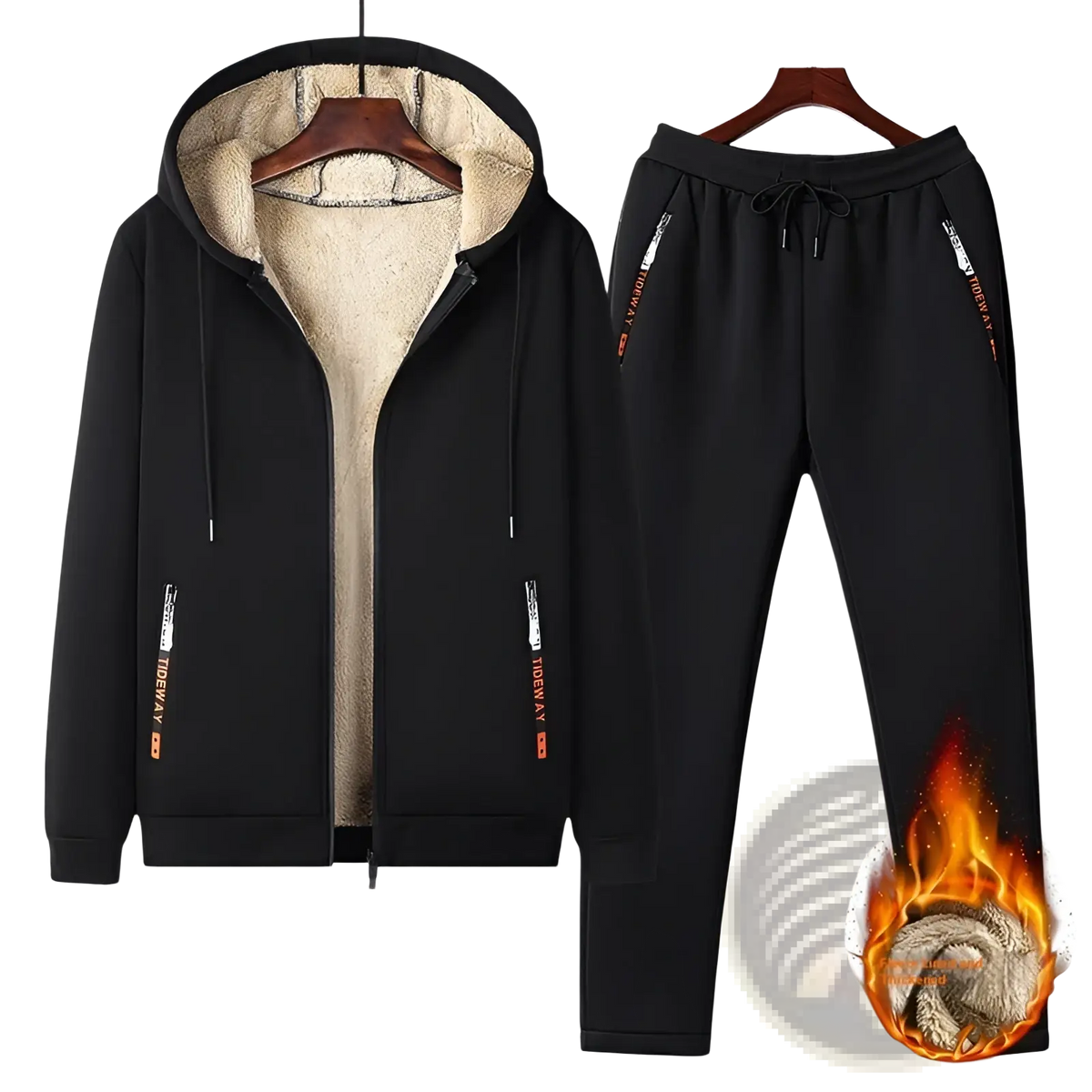 Men Fleece Lined Tracksuit Set