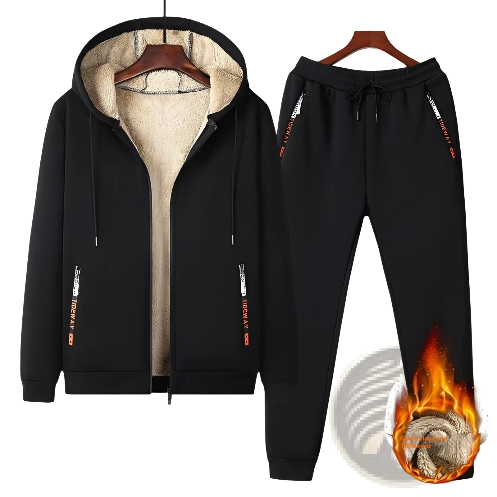 Men Fleece Lined Tracksuit Set
