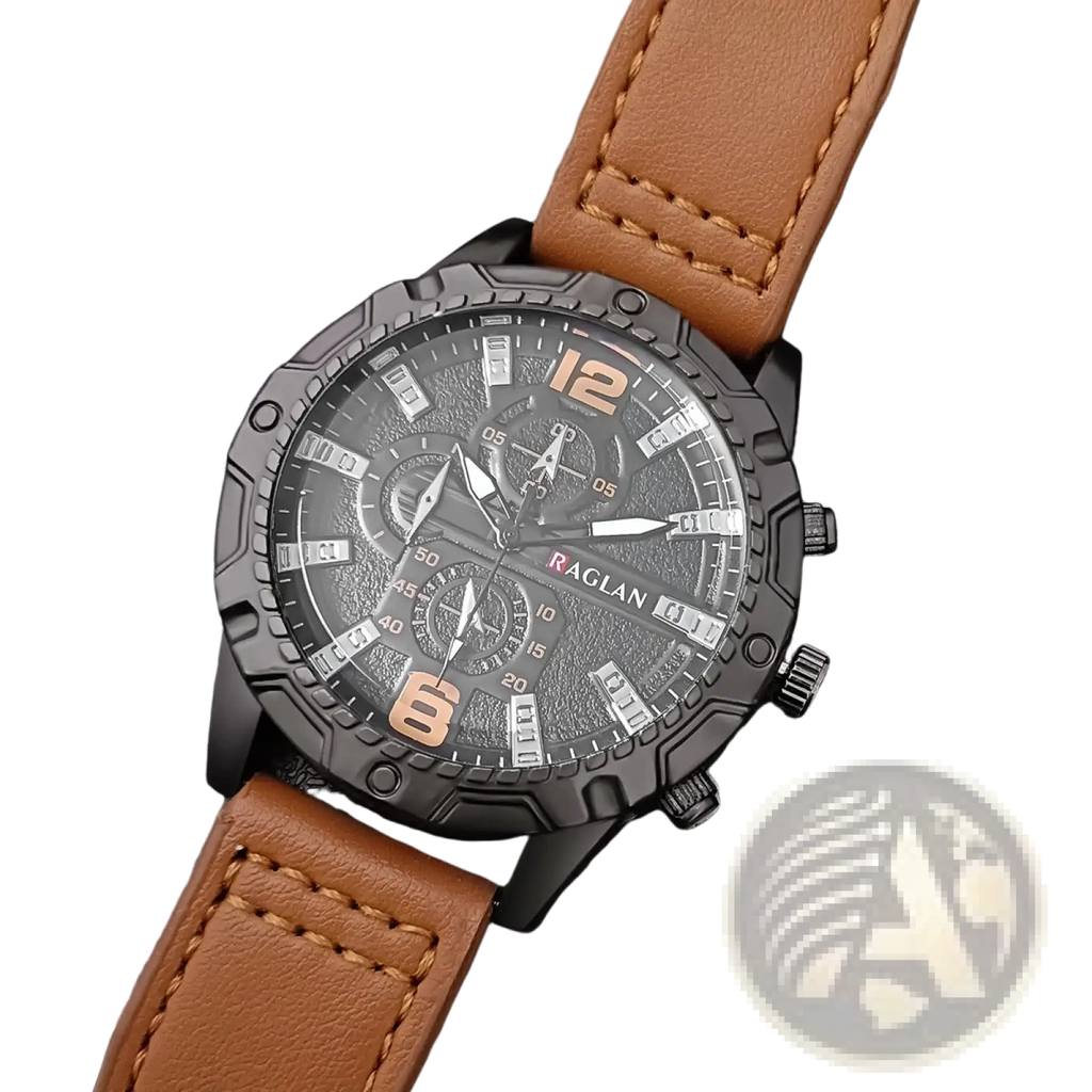 Men's Leather Chronograph Quartz Watch