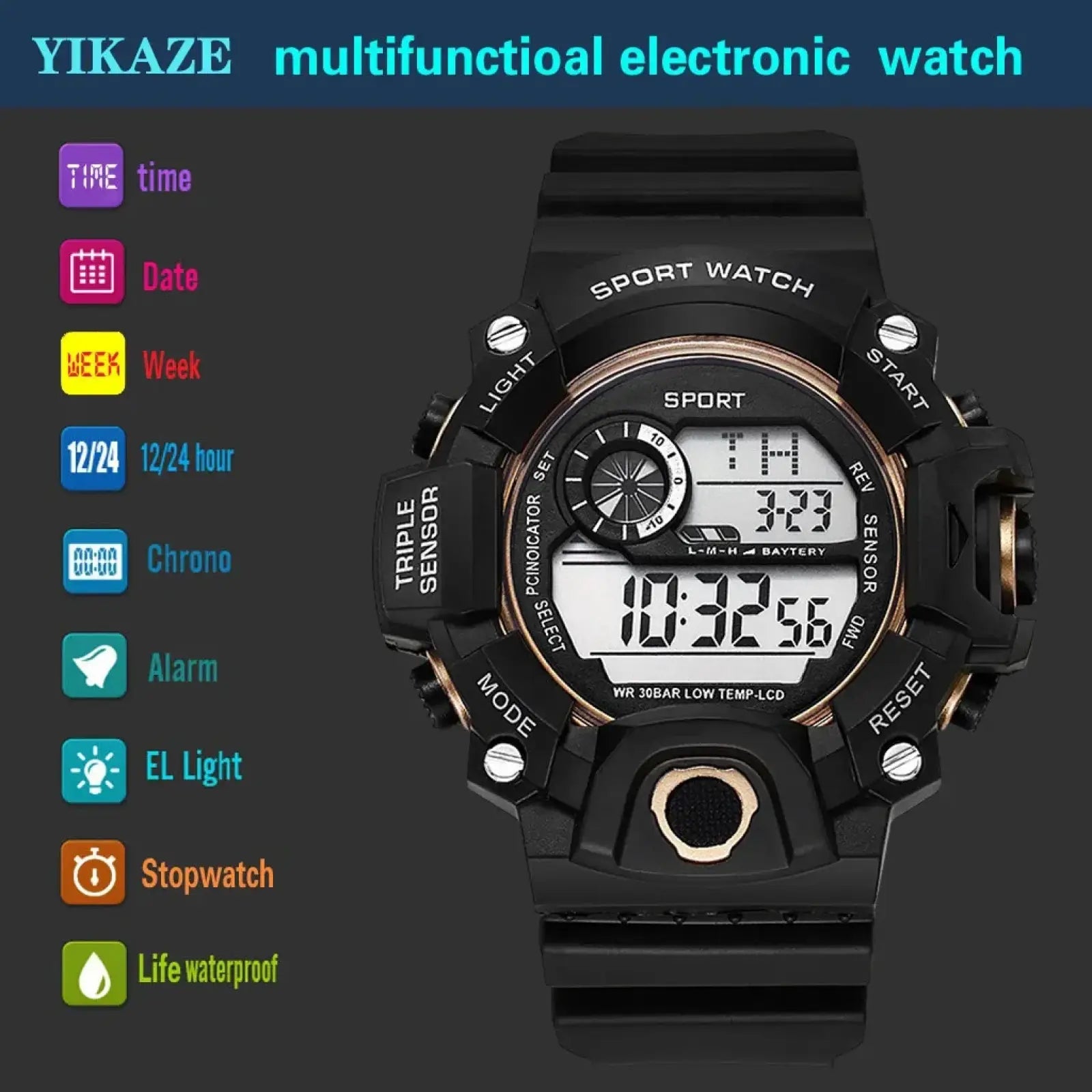 Men's Waterproof Digital Sports Watch
