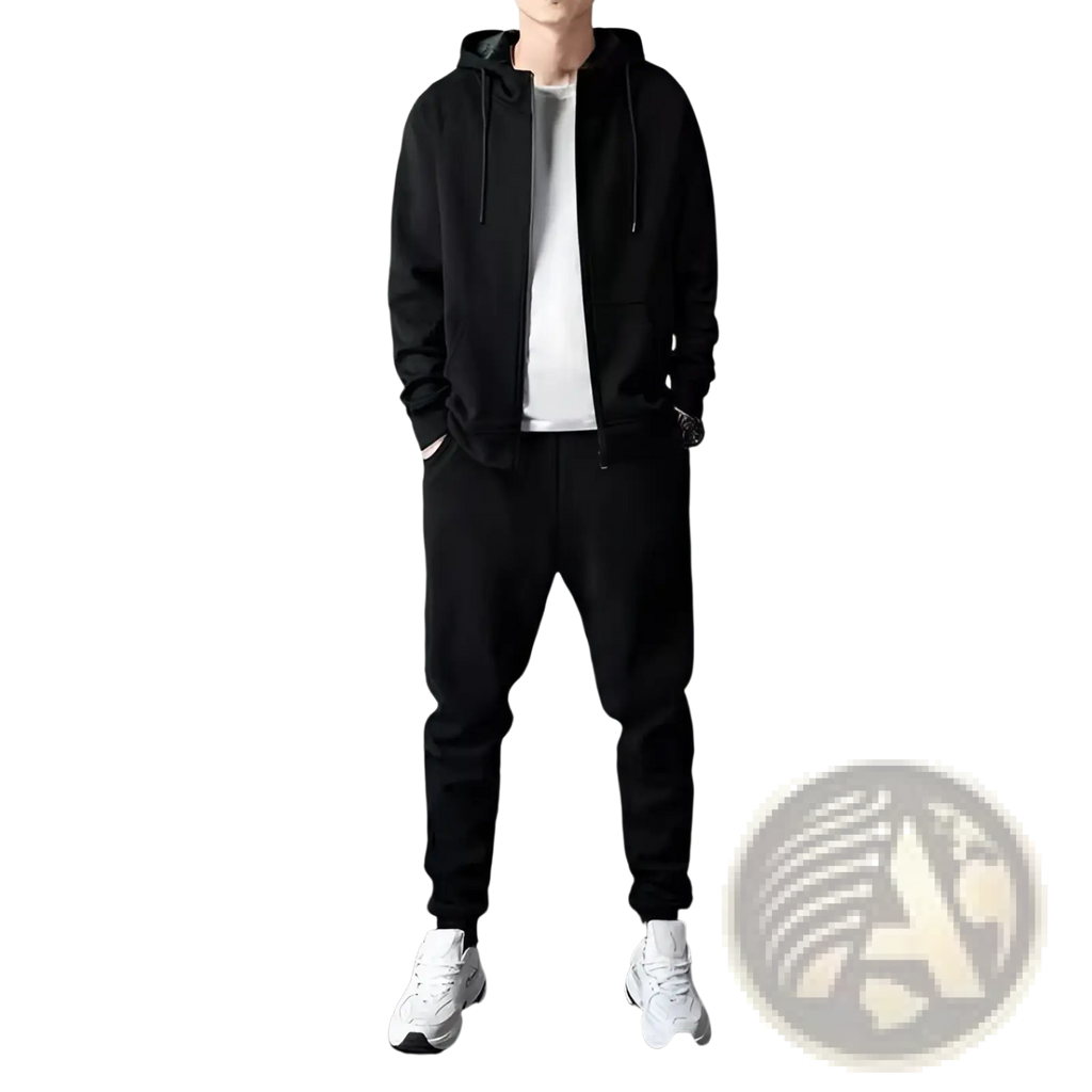 Mens Zip Up Hoodie and Jogger Sweatsuit Set