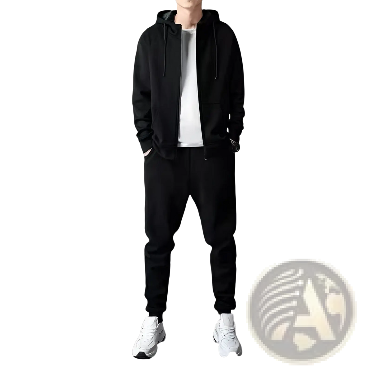 Mens Zip Up Hoodie and Jogger Sweatsuit Set