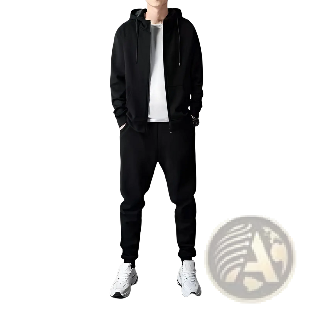 Mens Zip Up Hoodie and Jogger Sweatsuit Set