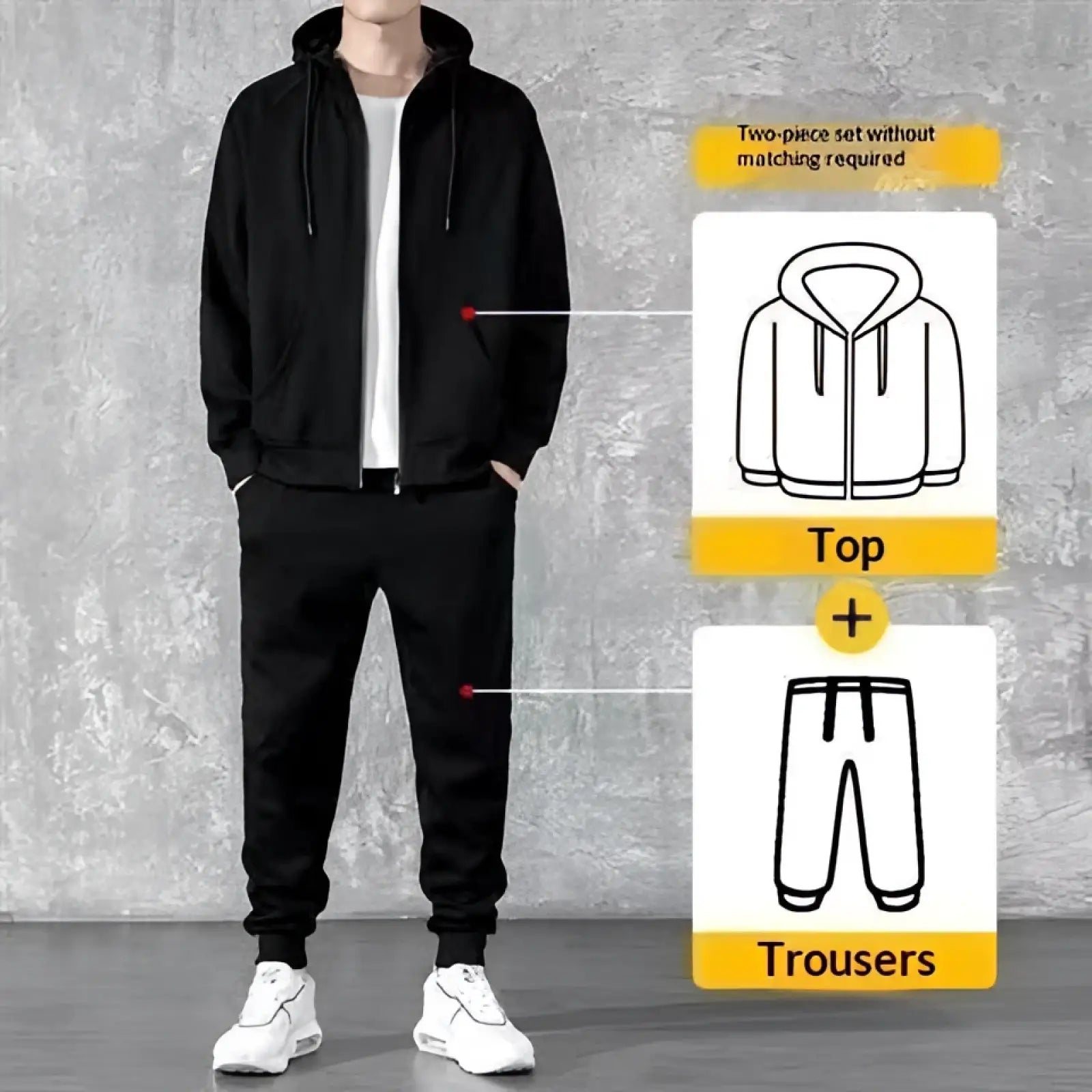 Mens Zip Up Hoodie and Jogger Sweatsuit Set