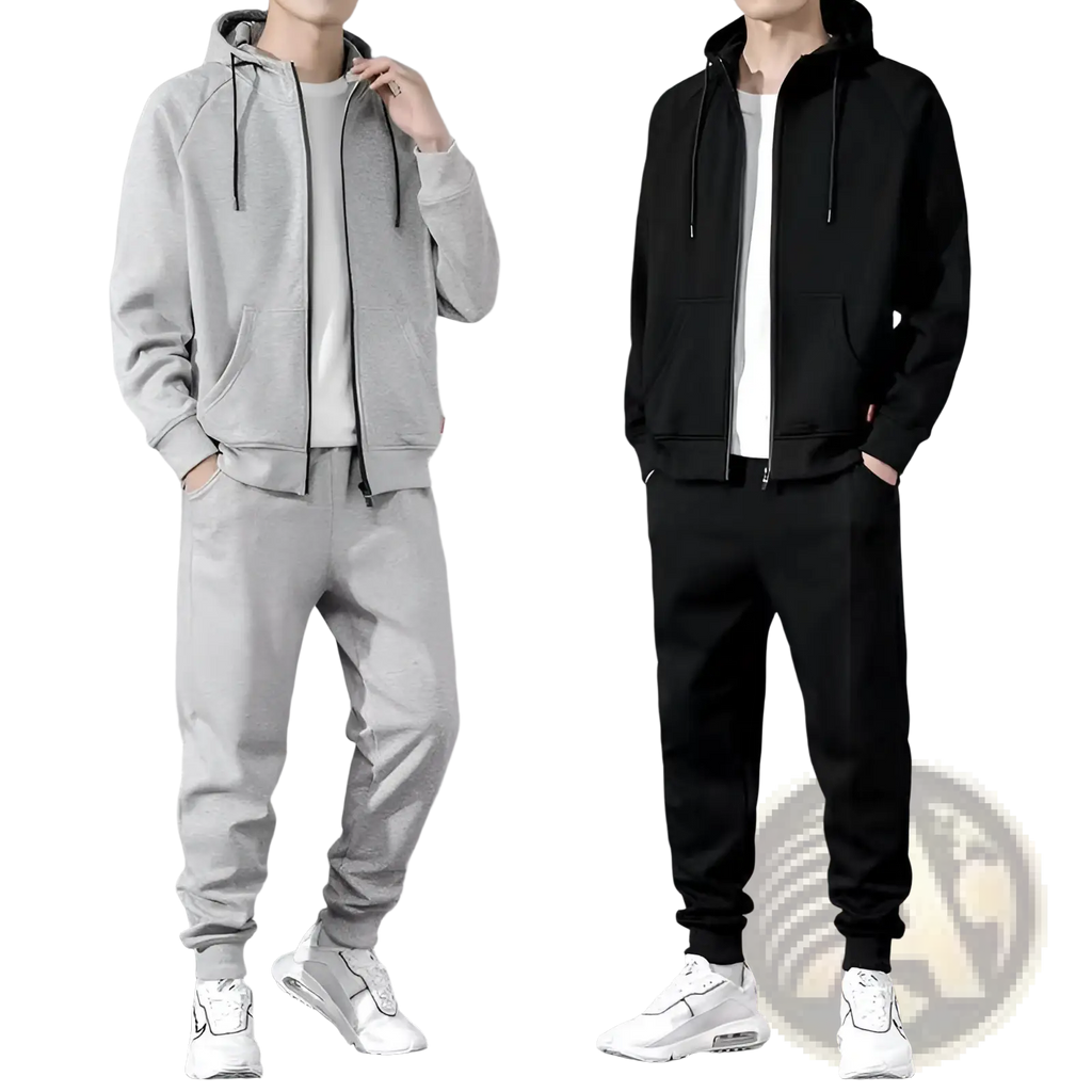 Mens Zip Up Hoodie and Jogger Sweatsuit Set