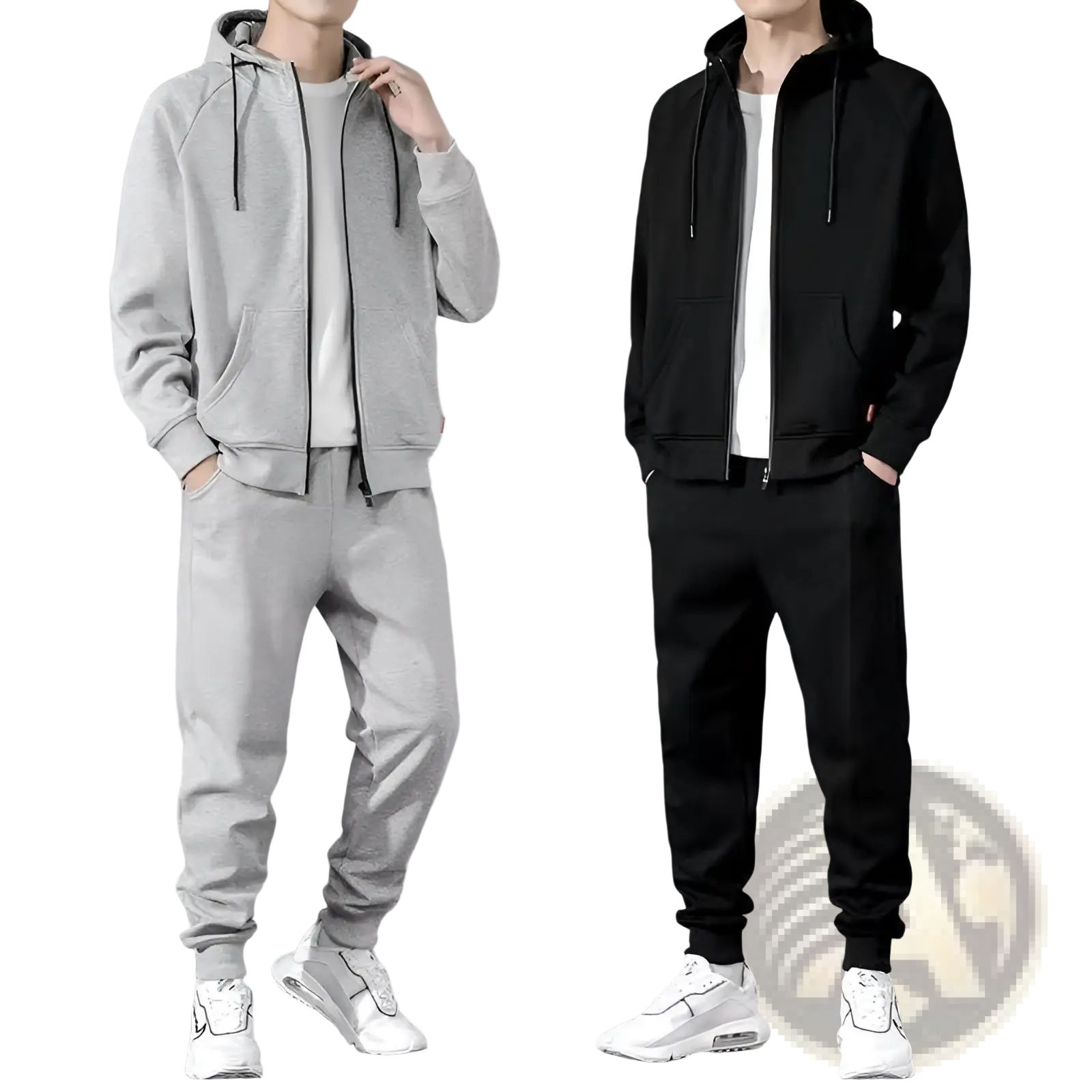 Mens Zip Up Hoodie and Jogger Sweatsuit Set