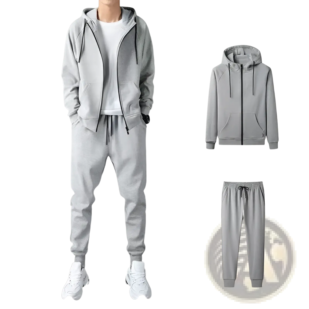 Mens Zip Up Hoodie and Jogger Sweatsuit Set