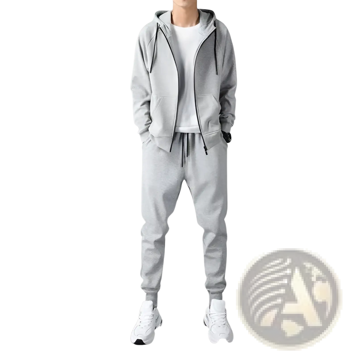 Mens Zip Up Hoodie and Jogger Sweatsuit Set