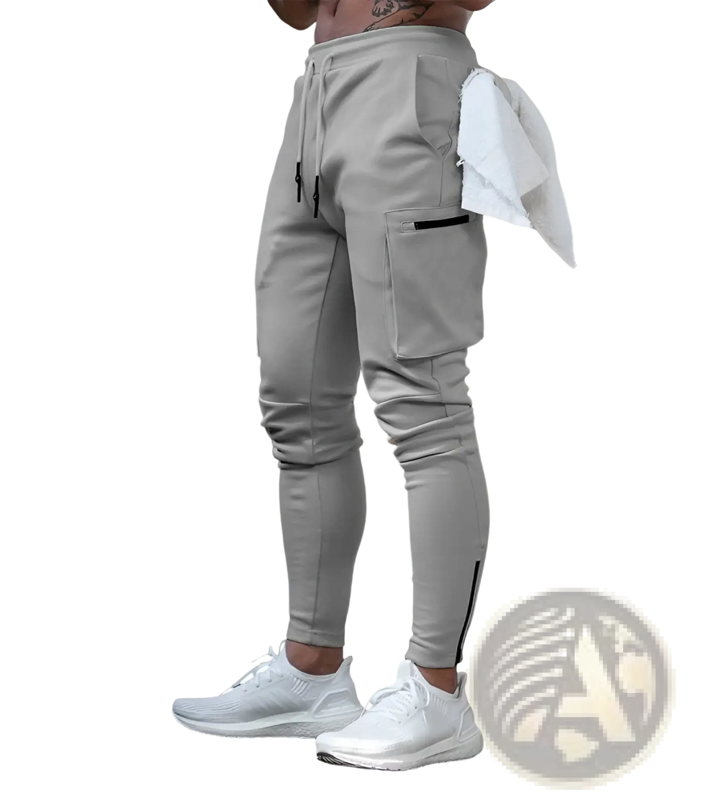 Men's Zipper Cargo Joggers Fitness Trousers