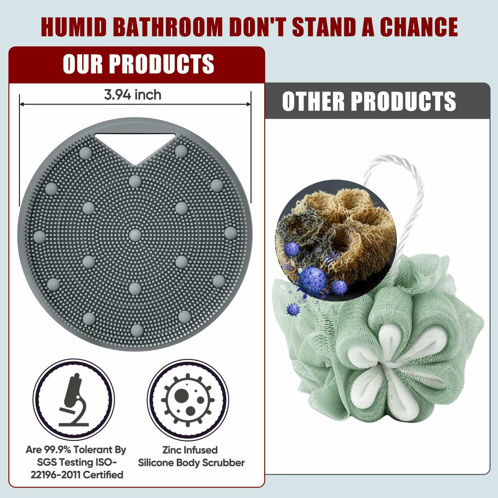 Canroom Silicone Body Scrubber for Men Women - Anti Zinc Infused-Exfoliating